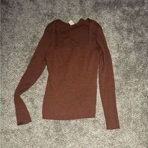 Chic Brown Long Sleeve Top